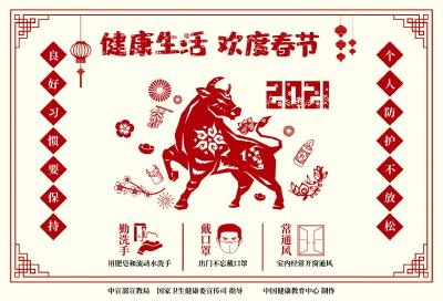 健康生活欢度春节疫情防控海报