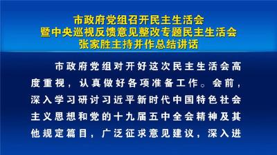 市政府党组召开民主生活会