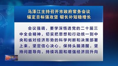 马泽江主持召开市政府常务会议 锚定目标强攻坚 锻长补短稳增长