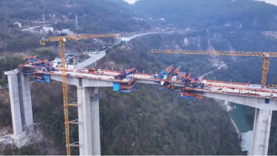宜来高速渔洋河大桥右幅中跨顺利合龙 预计6月底全桥具备通车条件  