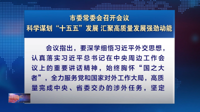 市委常委会召开会议 科学谋划“十五五”发展 汇聚高质量发展强劲动能