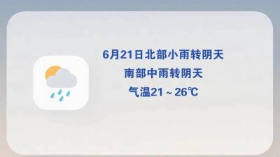 6月20日夜间至22日 我市天气逐步转好