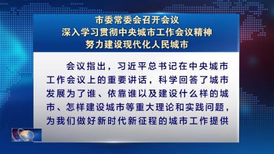 市委常委会召开会议 深入学习贯彻中央城市工作会议精神 努力建设现代化人民城市