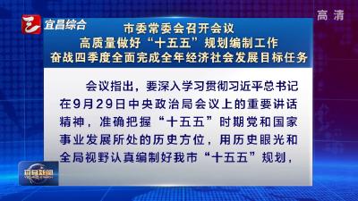 市委常委会召开会议 高质量做好“十五五”规划编制工作 奋战四季度全面完成全年经济社会发展目标任务