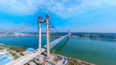VR全景丨360度带你看白洋长江公路大桥钢桁梁合龙！