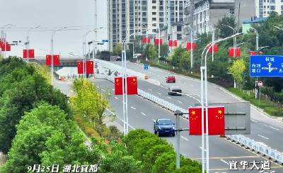 宜都街头满目皆是“中国红”