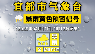 宜都市气象台发布暴雨黄色预警信号