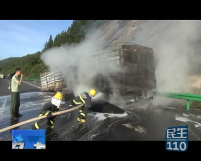 《民生110》大型半挂货车高速途中发生自燃 消防成功处置