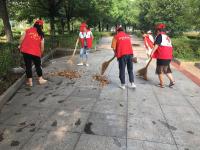 花园社区工作人员及红十字志愿者开展夏季“爱国卫生环境整治”活动