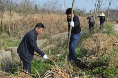 三江港新区组织80余人赴黄岭村义务植树