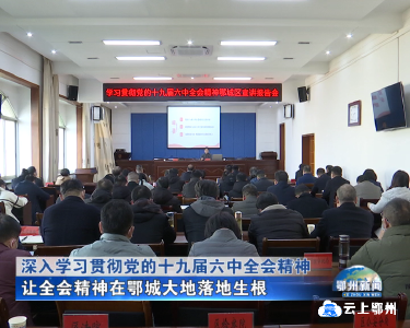 深入学习贯彻党的十九届六中全会精神 让全会精神在鄂城大地落地生根