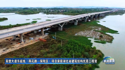 吴楚大道东延线（燕花路—保税区）项目荣获湖北省建筑结构优质工程奖