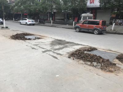 遗留树坑存隐患 居民担忧出行安全