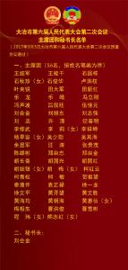 大冶市第六届人民代表大会第二次会议主席团和秘书长名单