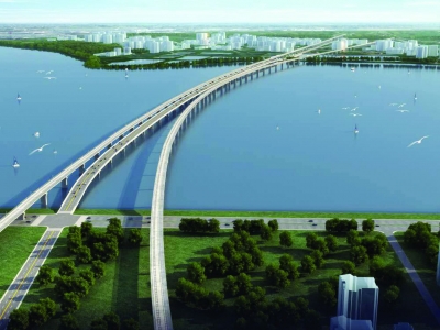 大冶湖公路特大桥全线贯通