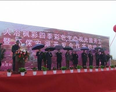 我市举行枫彩四季彩色生态观光园开工仪式暨环保安湖开发合作签约仪式