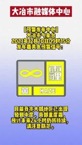 大冶市气象台发布霾黄色预警