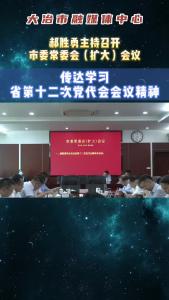 黄石市委常委、大冶市委书记郝胜勇主持召开市委常委会（扩大）会议，传达学习省十二次党代会会议精神