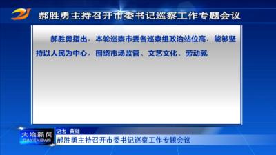 郝胜勇主持召开市委书记巡察工作专题会议