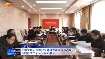 孙辄主持召开市政府党组理论学习中心组专题民主生活会会前研学会