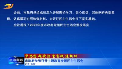 市政府党组召开主题教育专题民主生活会