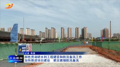 郝胜勇调研水利工程建设和防汛备汛工作

加快推进项目建设  抓实抓细防汛备汛