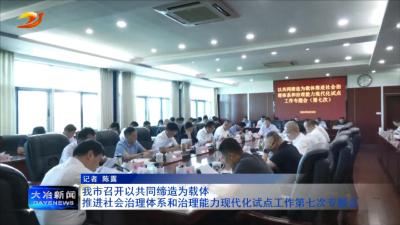 我市召开以共同缔造为载体推进社会治理体系和治理能力现代化试点工作第七次专题会