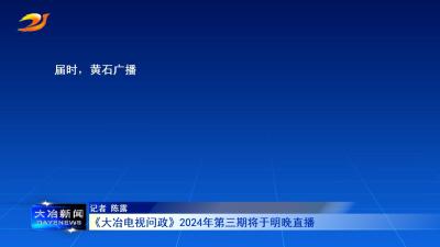 《大冶电视问政》2024年第三期将于明晚直播