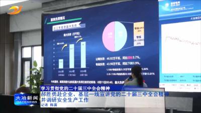 郝胜勇赴企业、基层一线宣讲党的二十届三中全会精神并调研安全生产工作