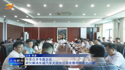 市委召开专题会议 研究解决长城汽车大冶分公司发展中存在的问题