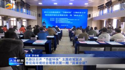 高新区召开“节能环保”主题政策宣讲暨营商环境社会观察员第一期“圆桌会议”