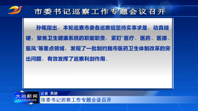市委书记巡察工作专题会议召开
