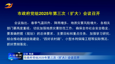 市政府党组2025年第三次（扩大）会议召开