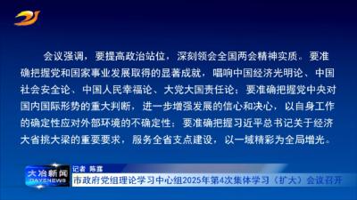 市政府党组理论学习中心组2025年第4次集体学习（扩大）会议召开