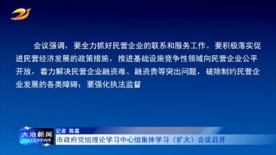 市政府党组理论学习中心组集体学习（扩大）会议召开