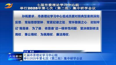 七届市委理论学习中心组举行2025 年第七次（第二批）集中研学会议