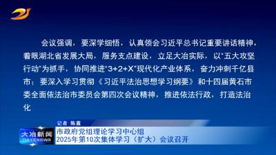 市政府党组理论学习中心组2025年第10次集体学习（扩大）会议召开