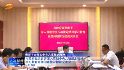 市政府党组召开深入贯彻中央八项规定精神学习教育查摆问题情况检视交流会