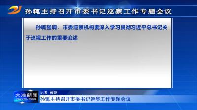 孙辄主持召开市委书记巡察工作专题会议 