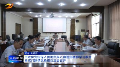 市政协党组深入贯彻中央八项规定精神学习教育查摆问题情况检视交流会召开