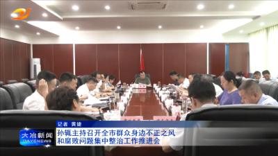 孙辄主持召开全市群众身边不正之风和腐败问题集中整治工作推进会
