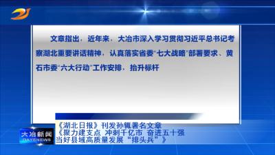 《湖北日报》刊发孙辄署名文章聚力建支点 冲刺千亿市 奋进五十强 当好县域高质量发展“排头兵”》