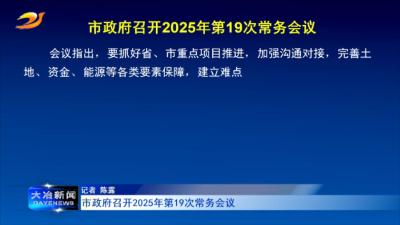 市政府召开2025年第19次常务会议