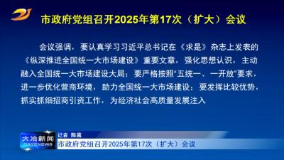 市政府党组召开2025年第17次（扩大）会议