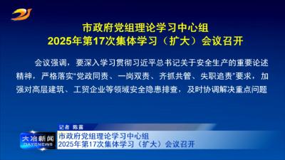 市政府党组理论学习中心组2025年第17次集体学习（扩大）会议召开