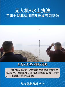 无人机+水上执法
多部门联合整治三里七湖违法捕捞乱象