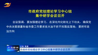 市政府党组理论学习中心组集中研学会议召开