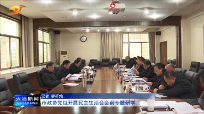 市政协党组开展民主生活会会前专题研学