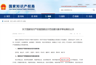 国家知识产权强国建设示范创建名单公布 大冶入选