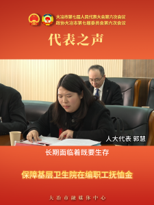 代表之声—人大代表 郭慧：保障基层卫生院在编职工抚恤金